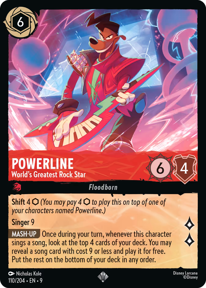 Powerline - World's Greatest Rock Star — Fabled #110 (Disney Lorcana card)