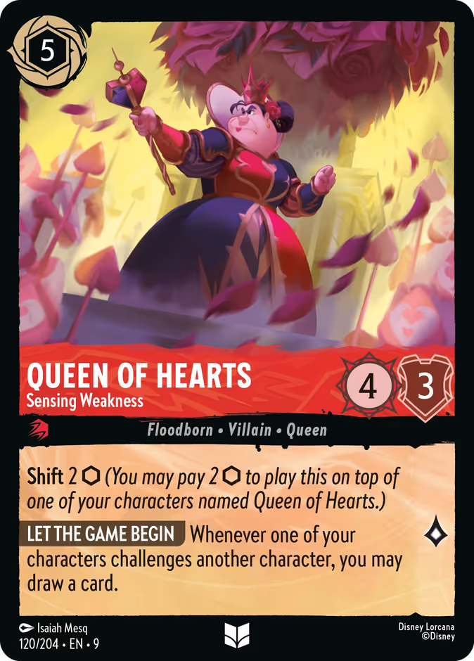 Queen of Hearts - Sensing Weakness — Fabled #120 (Disney Lorcana card)