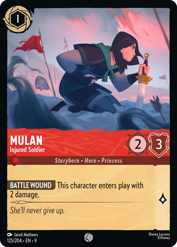 Mulan - Injured Soldier — Fabled #125 (Disney Lorcana card)