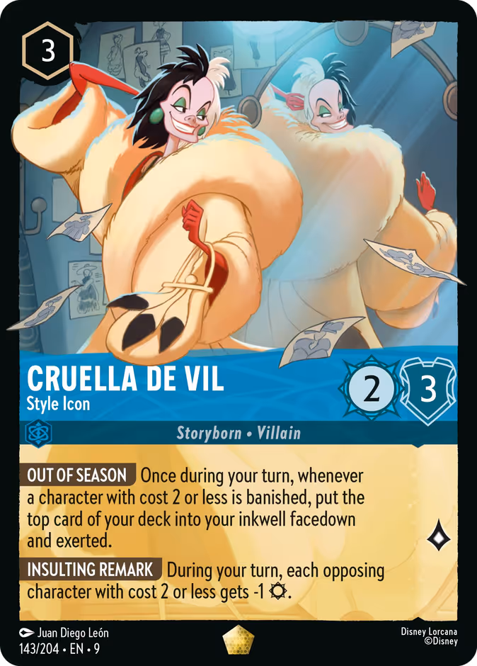 Cruella De Vil - Style Icon — Fabled #143 (Disney Lorcana card)