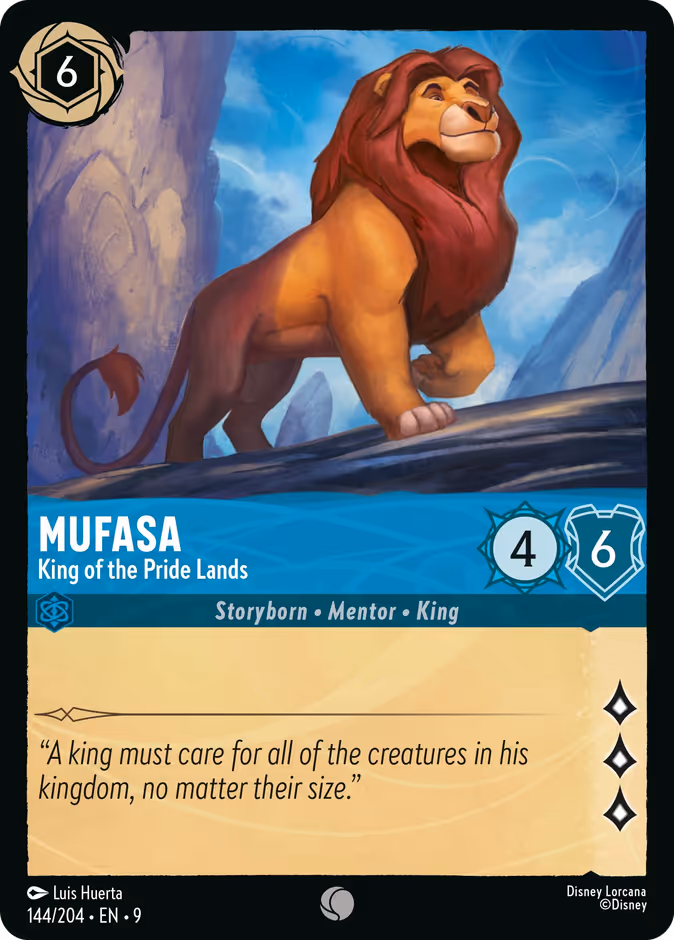 Mufasa - King of the Pride Lands — Fabled #144 (Disney Lorcana card)