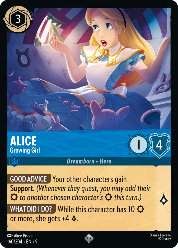 Alice - Growing Girl — Fabled #160 (Disney Lorcana card)