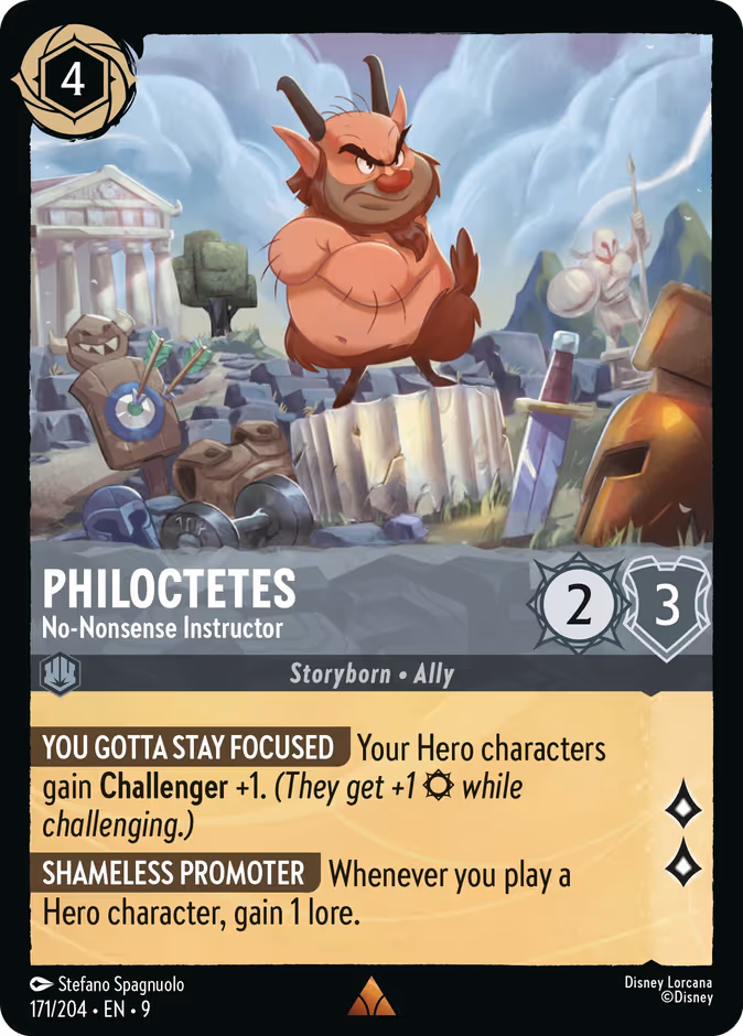Philoctetes - No-Nonsense Instructor — Fabled #171 (Disney Lorcana card)