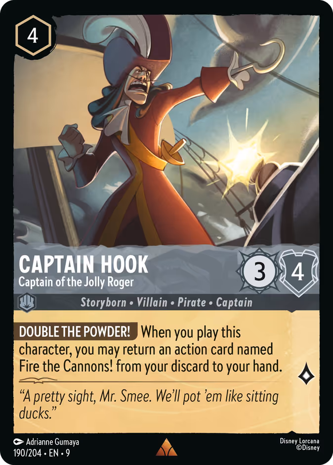 Captain Hook - Captain of the Jolly Roger — Fabled #190 (Disney Lorcana card)