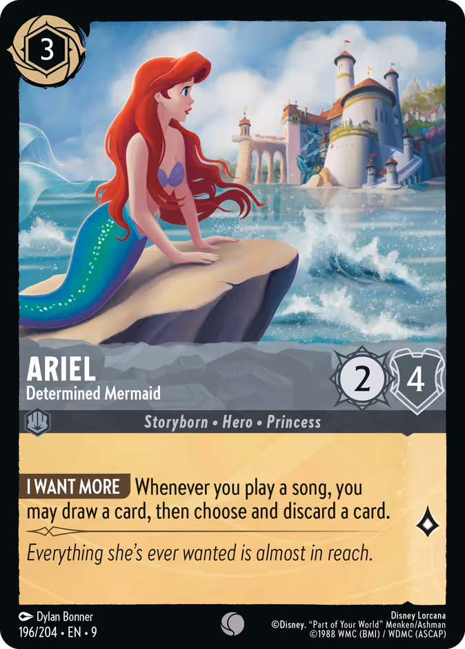 Ariel - Determined Mermaid — Fabled #196 (Disney Lorcana card)