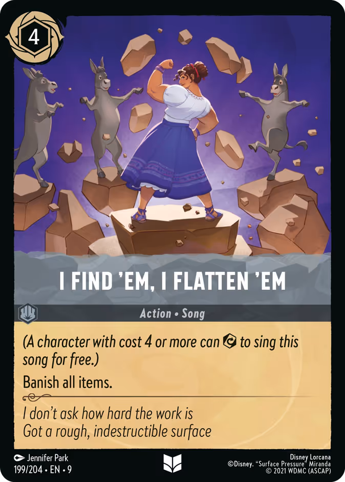 I Find 'Em, I Flatten 'Em — Fabled #199 (Disney Lorcana card)