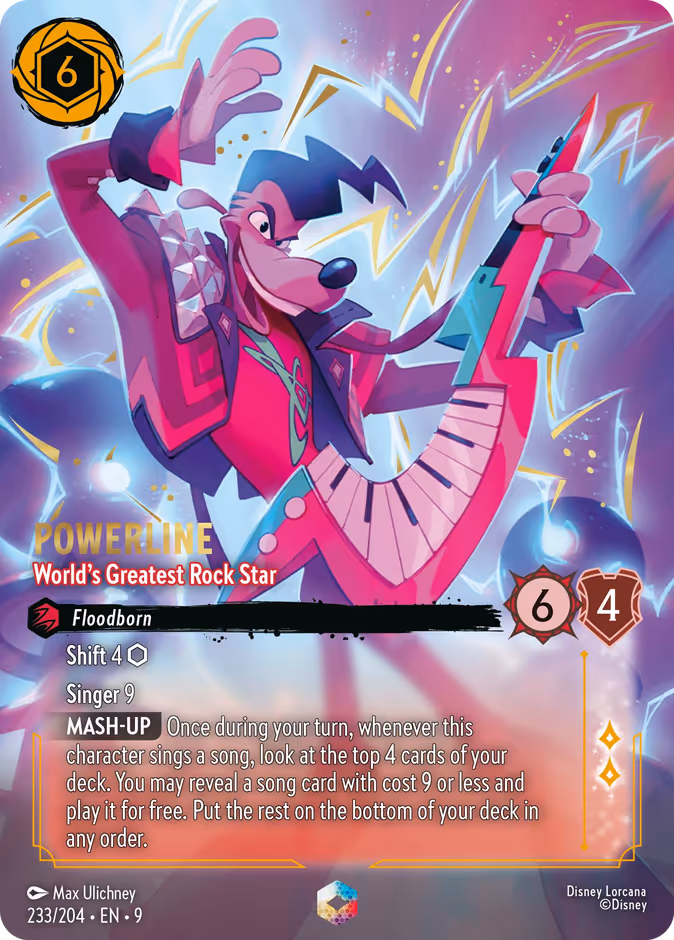 Powerline - World's Greatest Rock Star — Fabled #233 (Disney Lorcana card)