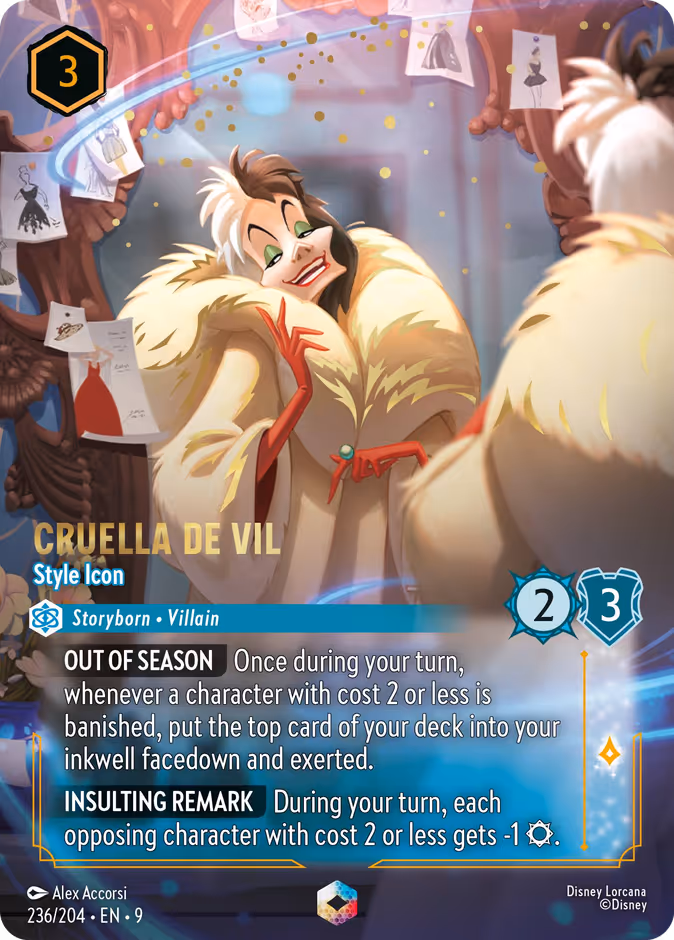 Cruella De Vil - Style Icon — Fabled #236 (Disney Lorcana card)