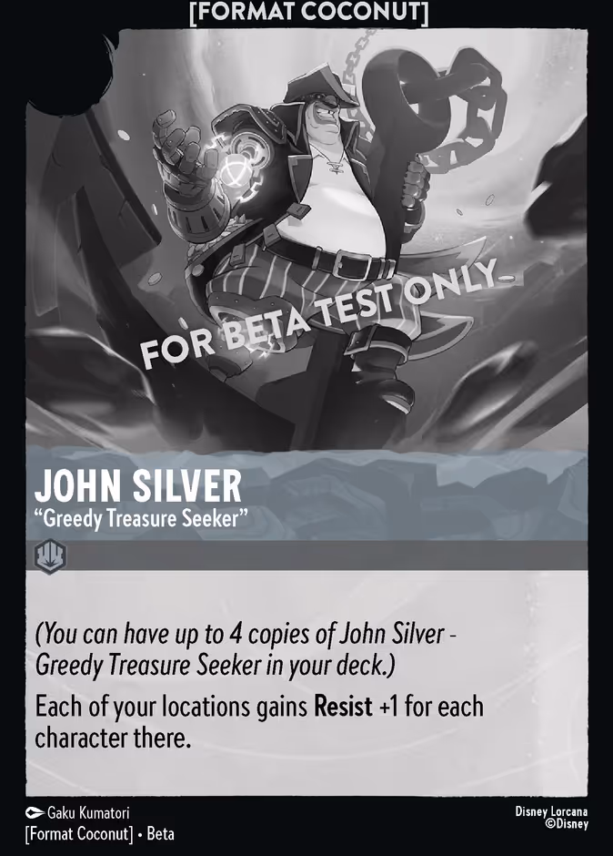 John Silver - "Greedy Treasure Seeker" — Format Coconut #16 (Disney Lorcana card)