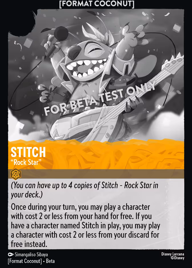 Stitch - "Rock Star" — Format Coconut #3 (Disney Lorcana card)