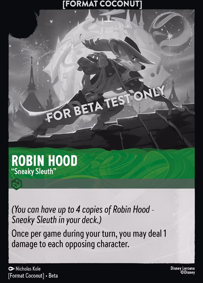 Robin Hood - "Sneaky Sleuth" — Format Coconut #5 (Disney Lorcana card)