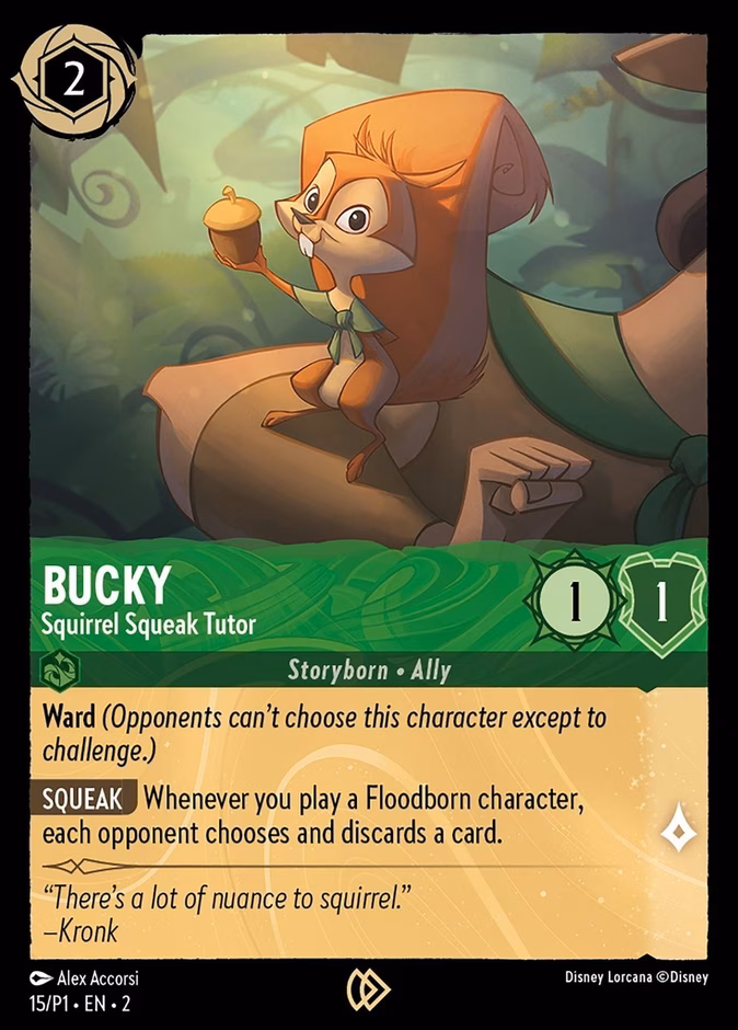 Bucky - Squirrel Squeak Tutor — Promo Set 1 #15 (Disney Lorcana card)