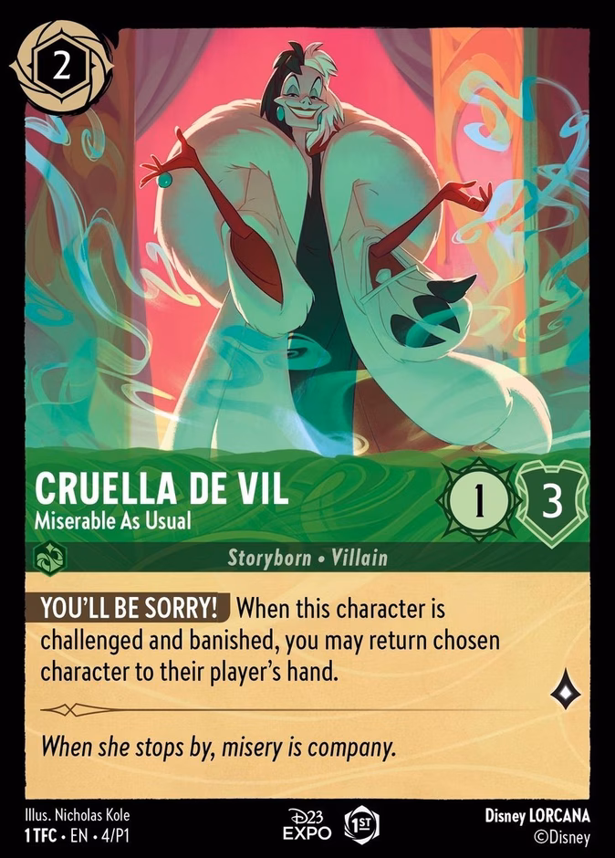 Cruella De Vil - Miserable As Usual — Promo Set 1 #4 (Disney Lorcana card)