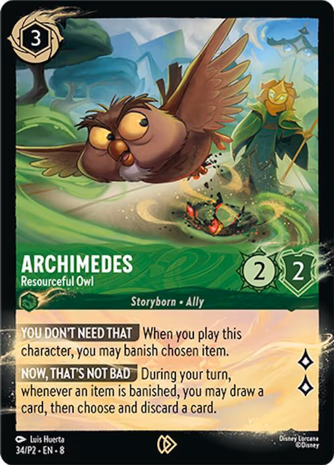 Archimedes - Resourceful Owl — Promo Set 2 #34 (Disney Lorcana card)