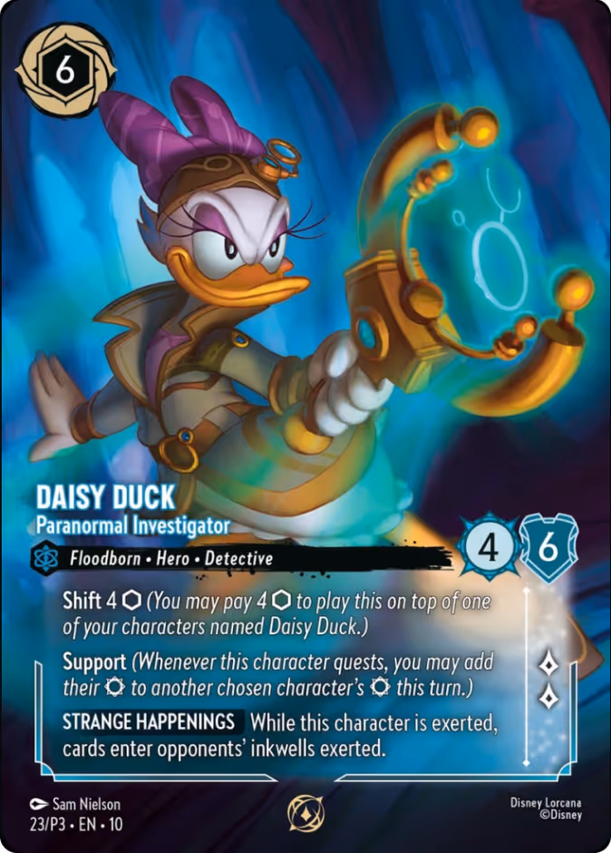 Daisy Duck - Paranormal Investigator — Promo Set 3 #23 (Disney Lorcana card)
