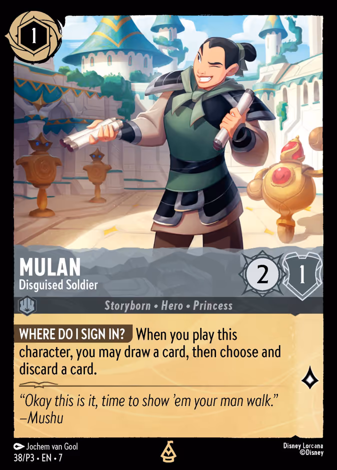 Mulan - Disguised Soldier — Promo Set 3 #38 (Disney Lorcana card)