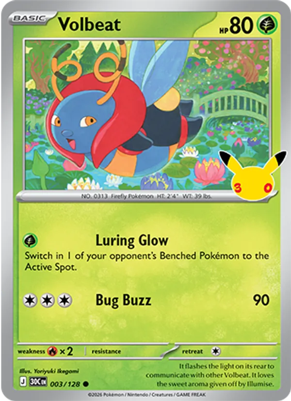 Volbeat — 30th Celebration #003 (Pokémon TCG card)