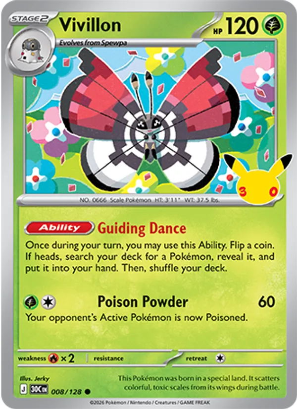 Vivillon — 30th Celebration #008 (Pokémon TCG card)
