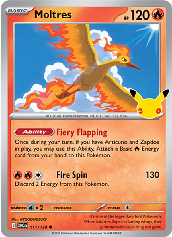 Moltres — 30th Celebration #011 (Pokémon TCG card)