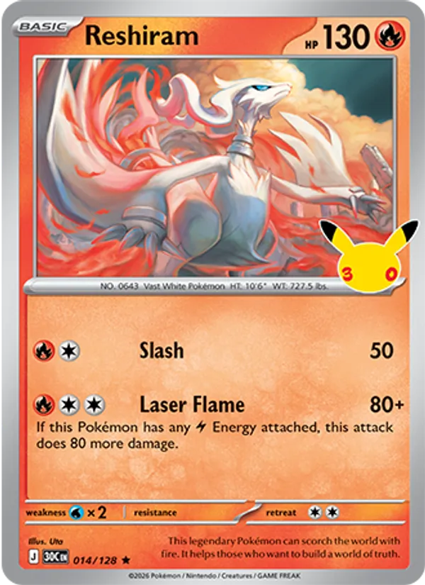Reshiram — 30th Celebration #014 (Pokémon TCG card)