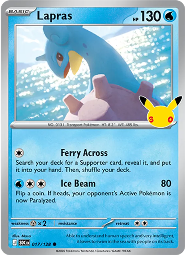 Lapras — 30th Celebration #017 (Pokémon TCG card)