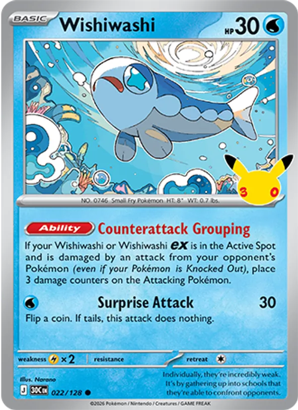 Wishiwashi — 30th Celebration #022 (Pokémon TCG card)