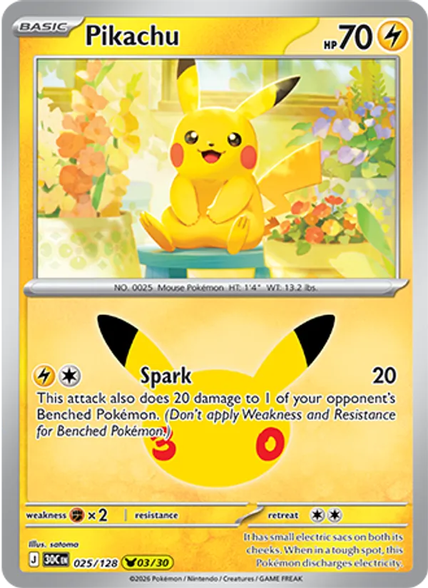 Pikachu — 30th Celebration #025 (Pokémon TCG card)
