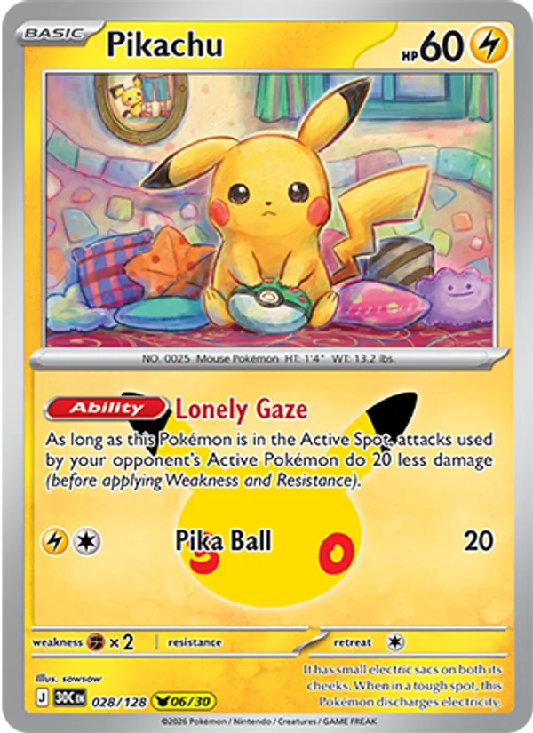 Pikachu — 30th Celebration #028 (Pokémon TCG card)