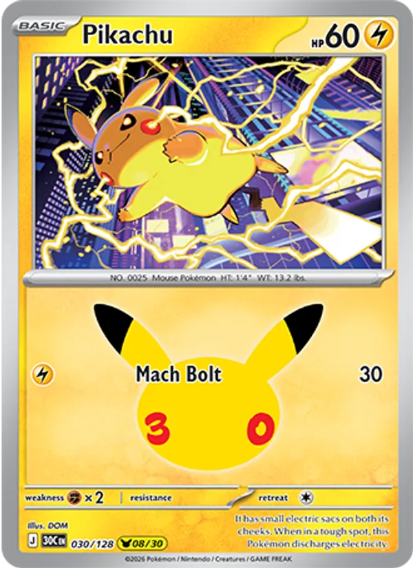 Pikachu — 30th Celebration #030 (Pokémon TCG card)