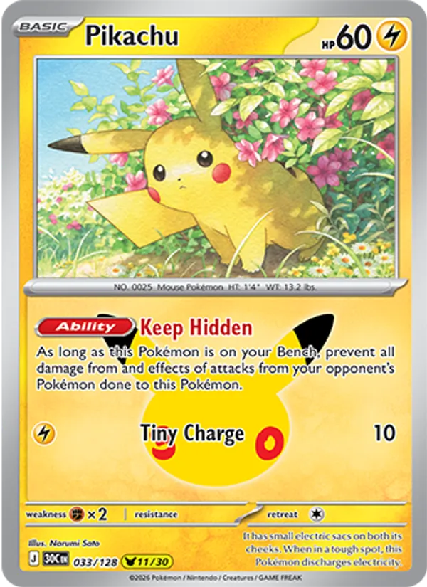 Pikachu — 30th Celebration #033 (Pokémon TCG card)