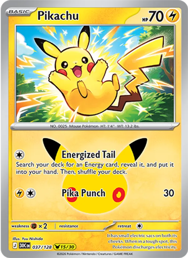 Pikachu — 30th Celebration #037 (Pokémon TCG card)