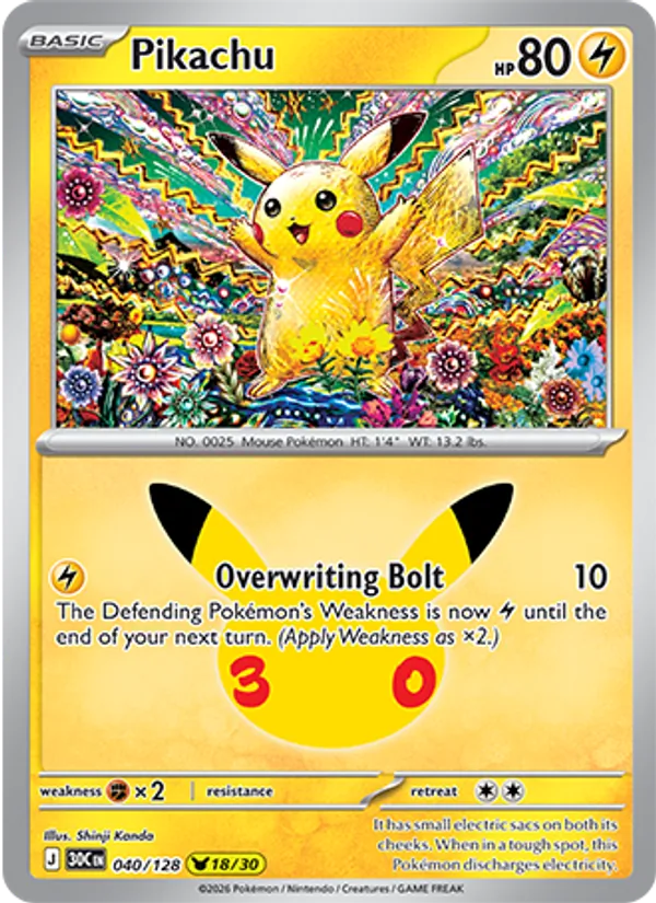 Pikachu — 30th Celebration #040 (Pokémon TCG card)