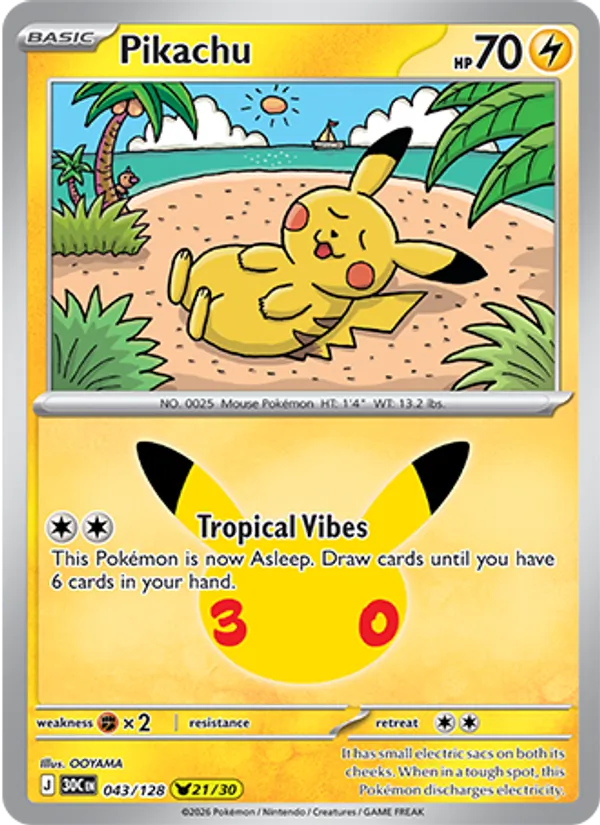 Pikachu — 30th Celebration #043 (Pokémon TCG card)