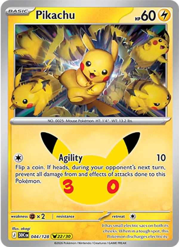 Pikachu — 30th Celebration #044 (Pokémon TCG card)