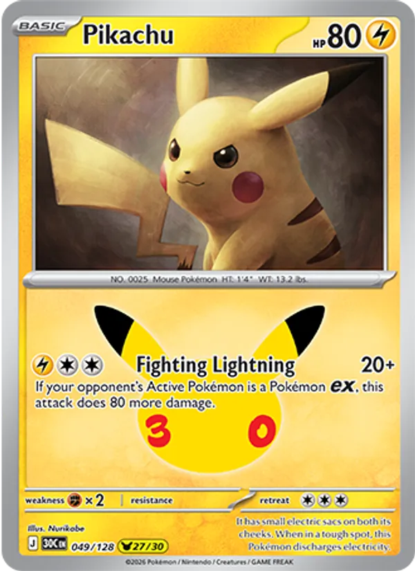 Pikachu — 30th Celebration #049 (Pokémon TCG card)