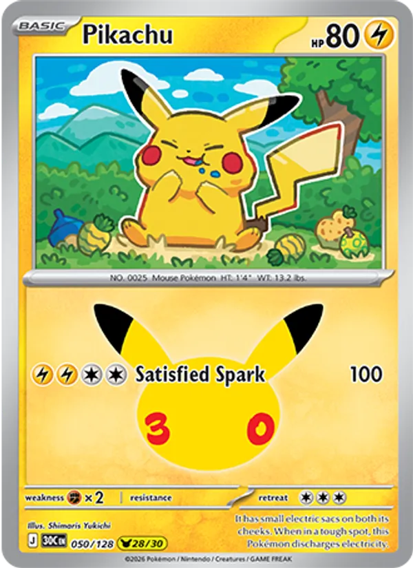 Pikachu — 30th Celebration #050 (Pokémon TCG card)