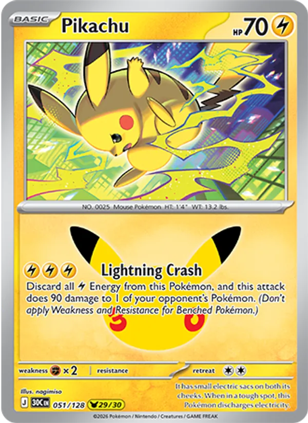 Pikachu — 30th Celebration #051 (Pokémon TCG card)