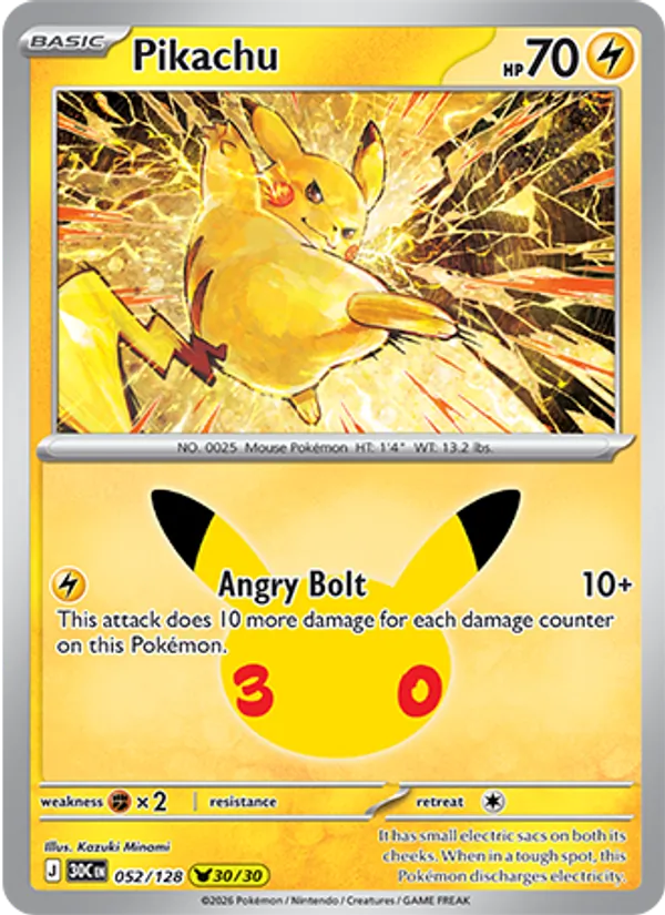 Pikachu — 30th Celebration #052 (Pokémon TCG card)