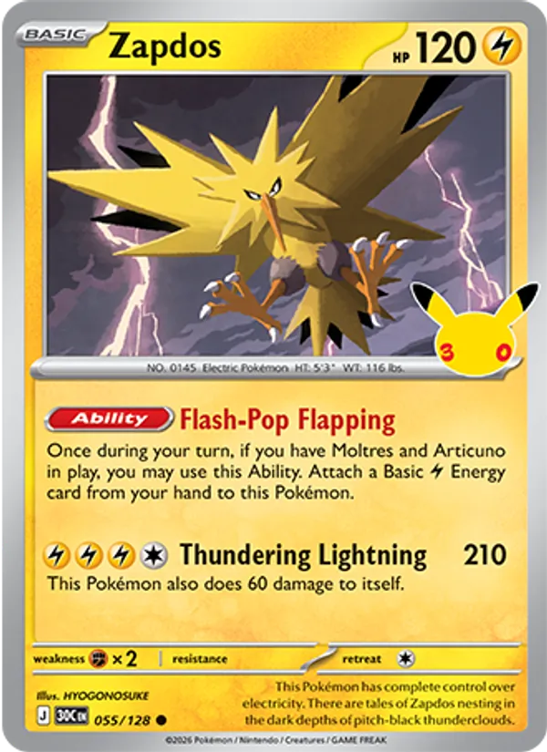 Zapdos — 30th Celebration #055 (Pokémon TCG card)