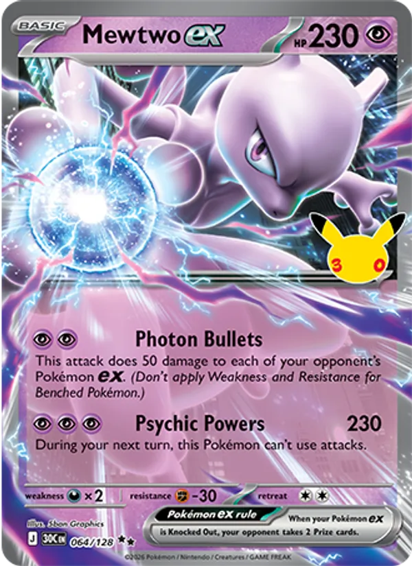 Mewtwo ex — 30th Celebration #064 (Pokémon TCG card)