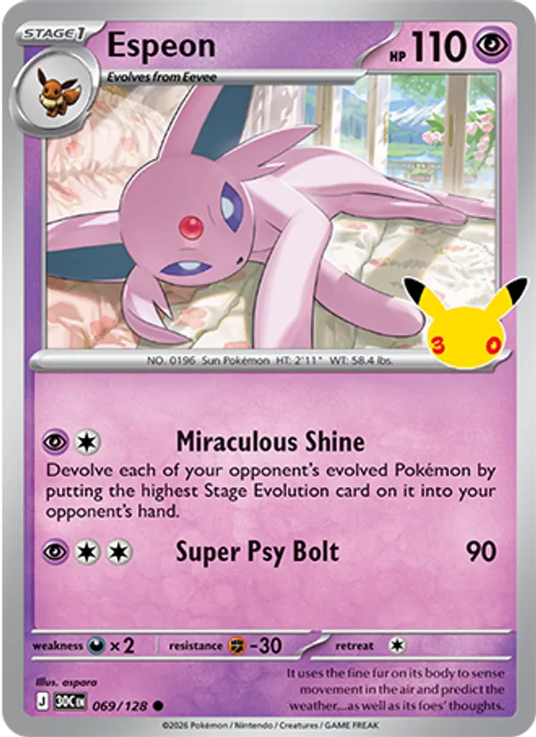 Espeon — 30th Celebration #069 (Pokémon TCG card)