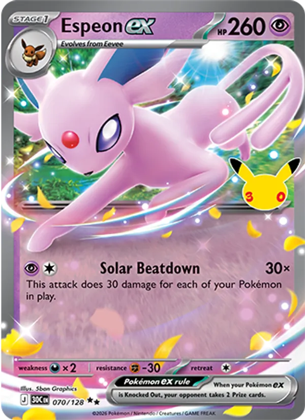 Espeon ex — 30th Celebration #070 (Pokémon TCG card)