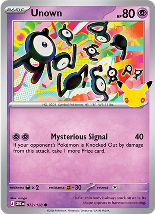Unown — 30th Celebration #072 (Pokémon TCG card)
