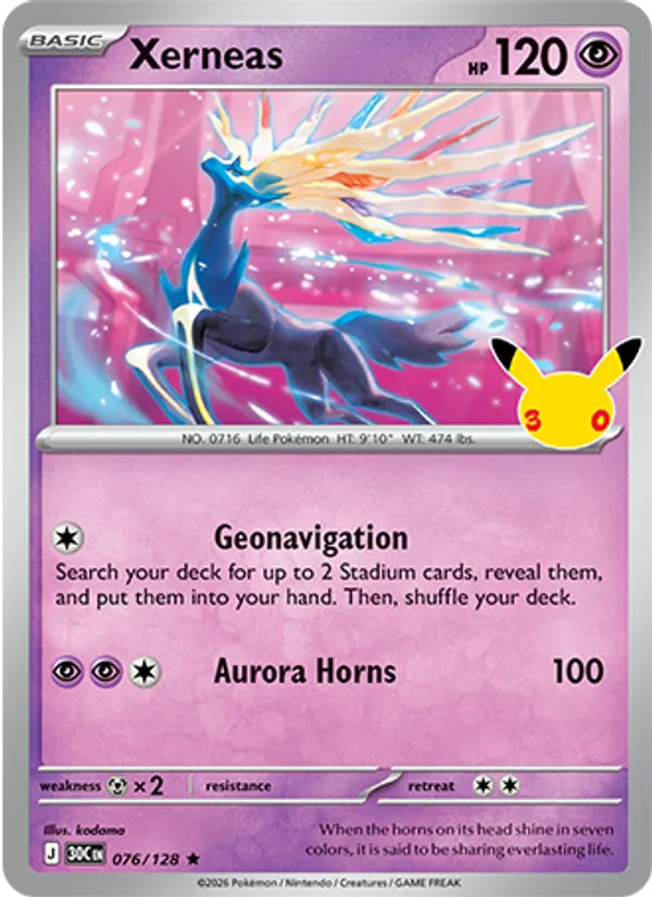 Xerneas — 30th Celebration #076 (Pokémon TCG card)