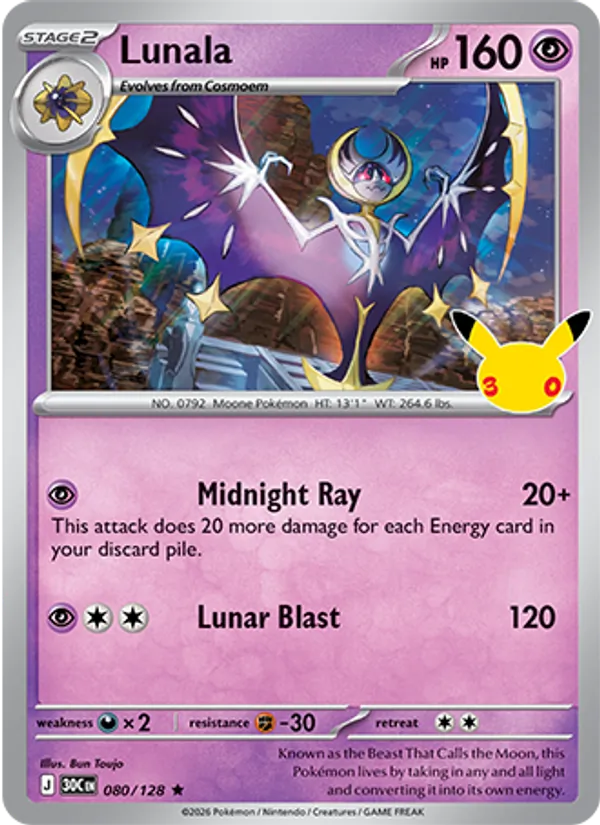 Lunala — 30th Celebration #080 (Pokémon TCG card)