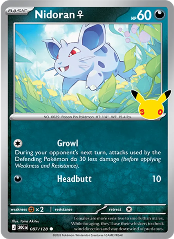 Nidoran♀ — 30th Celebration #087 (Pokémon TCG card)