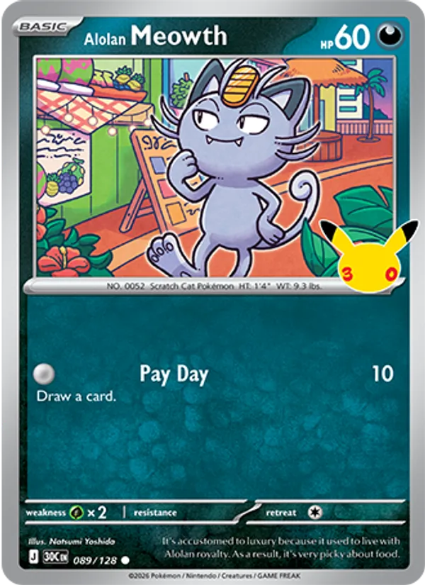 Alolan Meowth — 30th Celebration #089 (Pokémon TCG card)