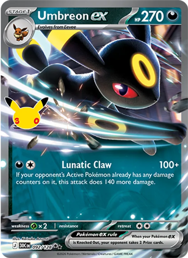 Umbreon ex — 30th Celebration #092 (Pokémon TCG card)