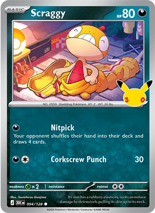 Scraggy — 30th Celebration #094 (Pokémon TCG card)