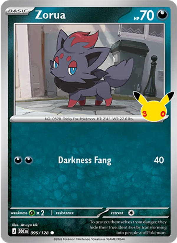 Zorua — 30th Celebration #095 (Pokémon TCG card)